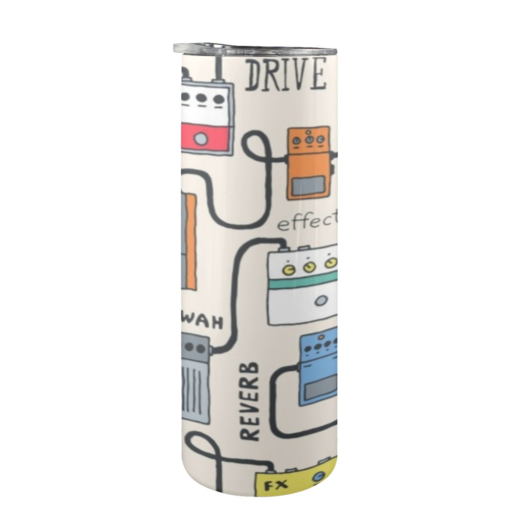 Guitar Pedals 20oz Tall Skinny Tumbler with Lid and Straw