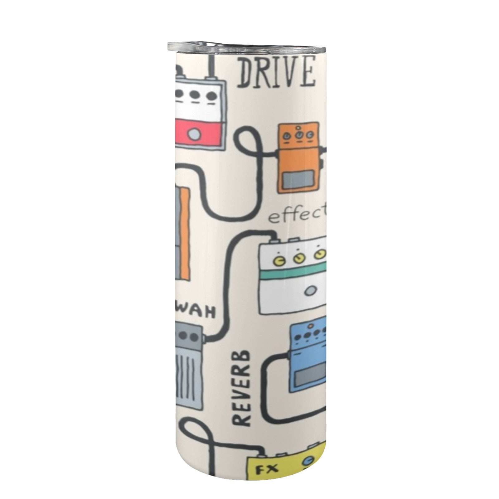 Guitar Pedals 20oz Tall Skinny Tumbler with Lid and Straw