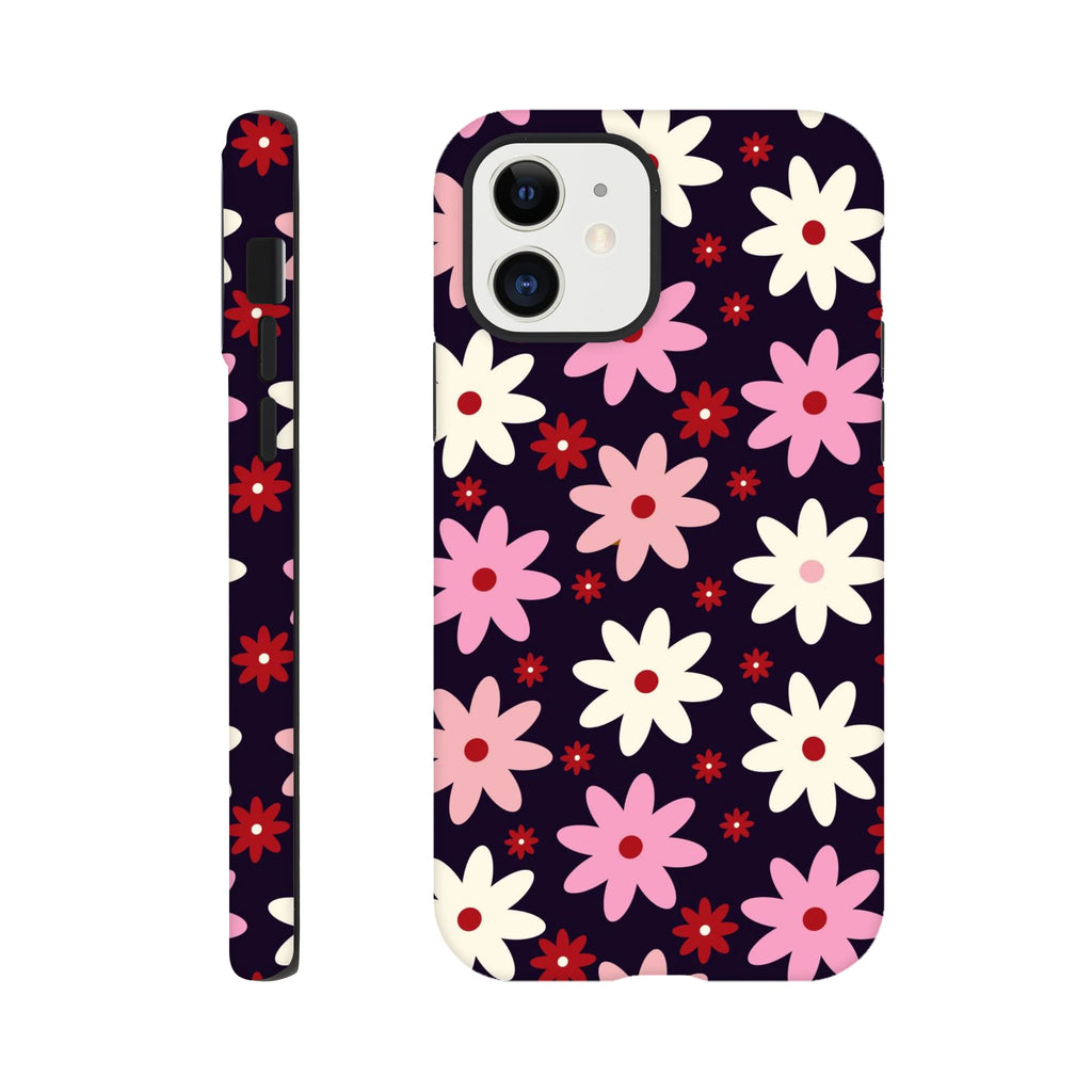 Pink Daisies On Black - Apple iPhone Tough case iPhone 12 iPhone Tough Case Globally Fulfilled Plants