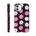Pink Daisies On Black - Apple iPhone Tough case iPhone 12 iPhone Tough Case Globally Fulfilled Plants