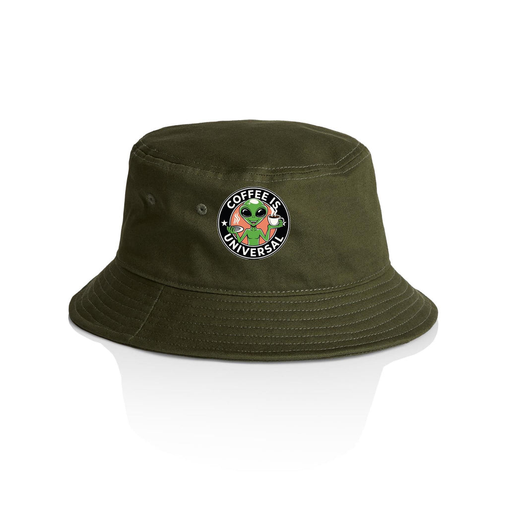 Coffee Is Universal, Alien - AS Colour Bucket Hat Army One Size As Colour Bucket Hat Coffee Printed In Australia Sci Fi