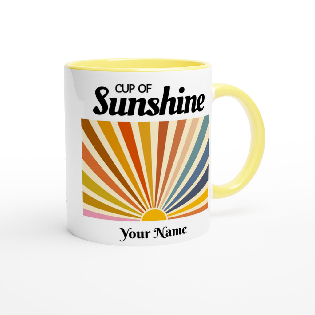 Personalised - Cup Of Sunshine - White 11oz Ceramic Mug with Colour Inside Personalised 11oz Mug Customise Globally Fulfilled Name Personalise retro