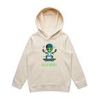 Alien Skate, Hello Humans - Kids Hoodie Ecru Kids Hoodie Printed In Australia
