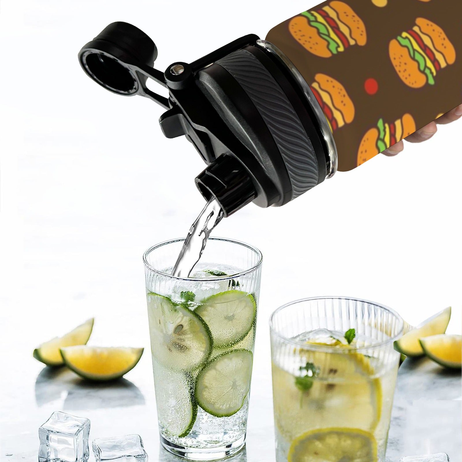 Burgers - Insulated Water Bottle with Dual-Use Lid (18oz) Insulated Water Bottle with Dual-Use Lid (18oz) Food Printed Offshore