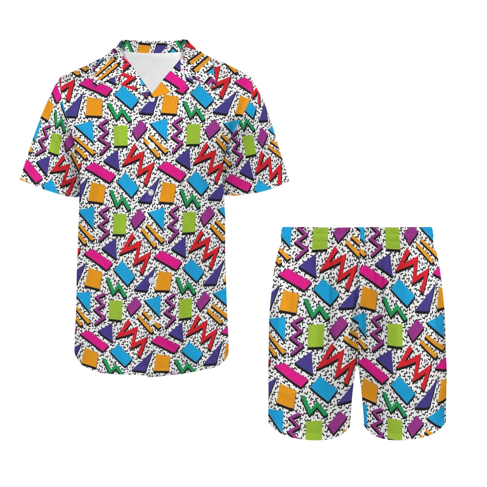 Graphic 80's Men's Hawaiian Shirt & Shorts Set Men's Hawaiian Shirt & Shorts Set Printed Offshore Retro
