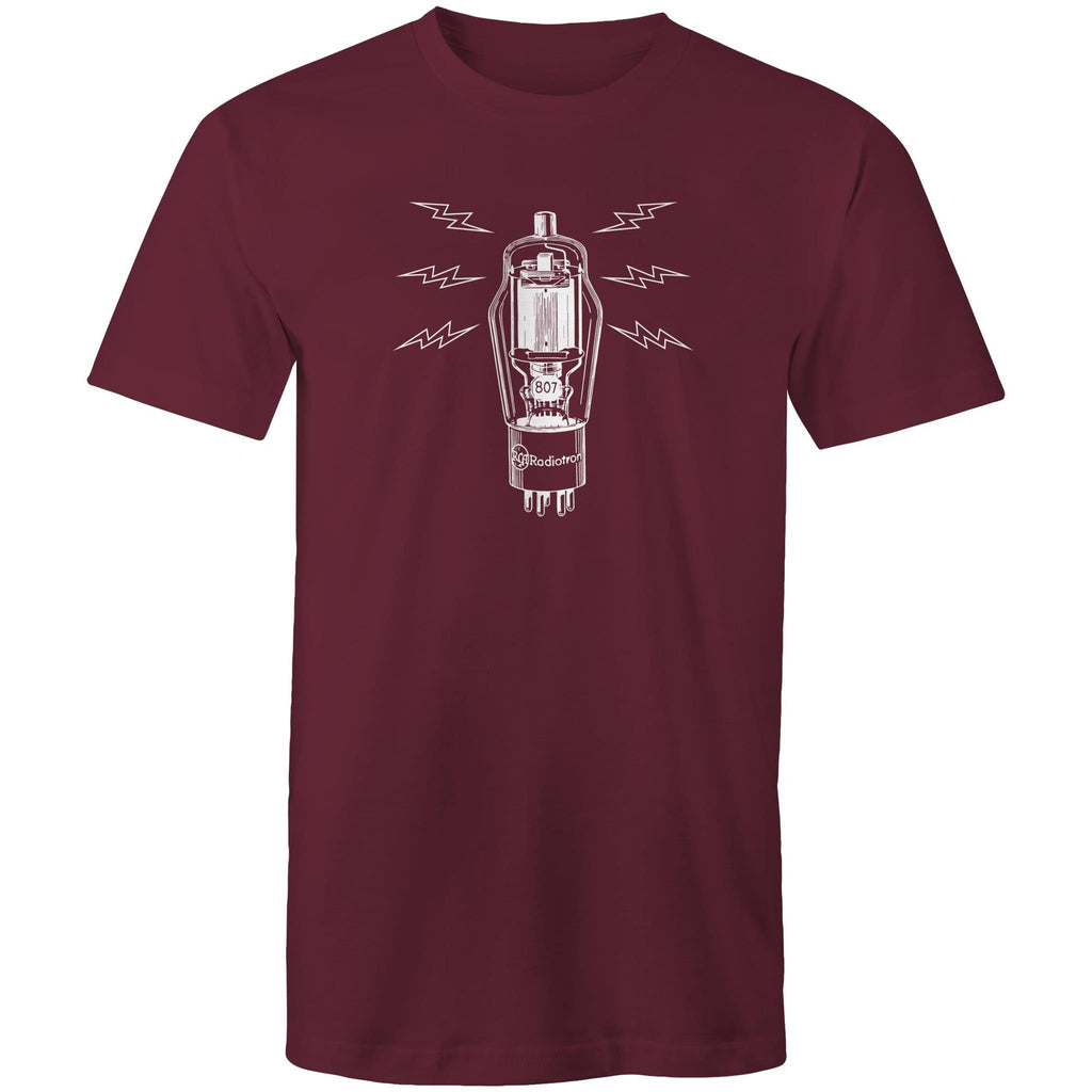 Amplifier Tube Valve - Mens T-Shirt Burgundy Mens T-shirt Music Printed In Australia