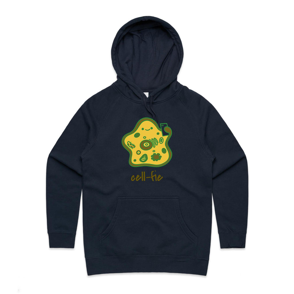 Cell-fie - Womens Hoodie Navy Womens Hoodie Printed In Australia Science Tech