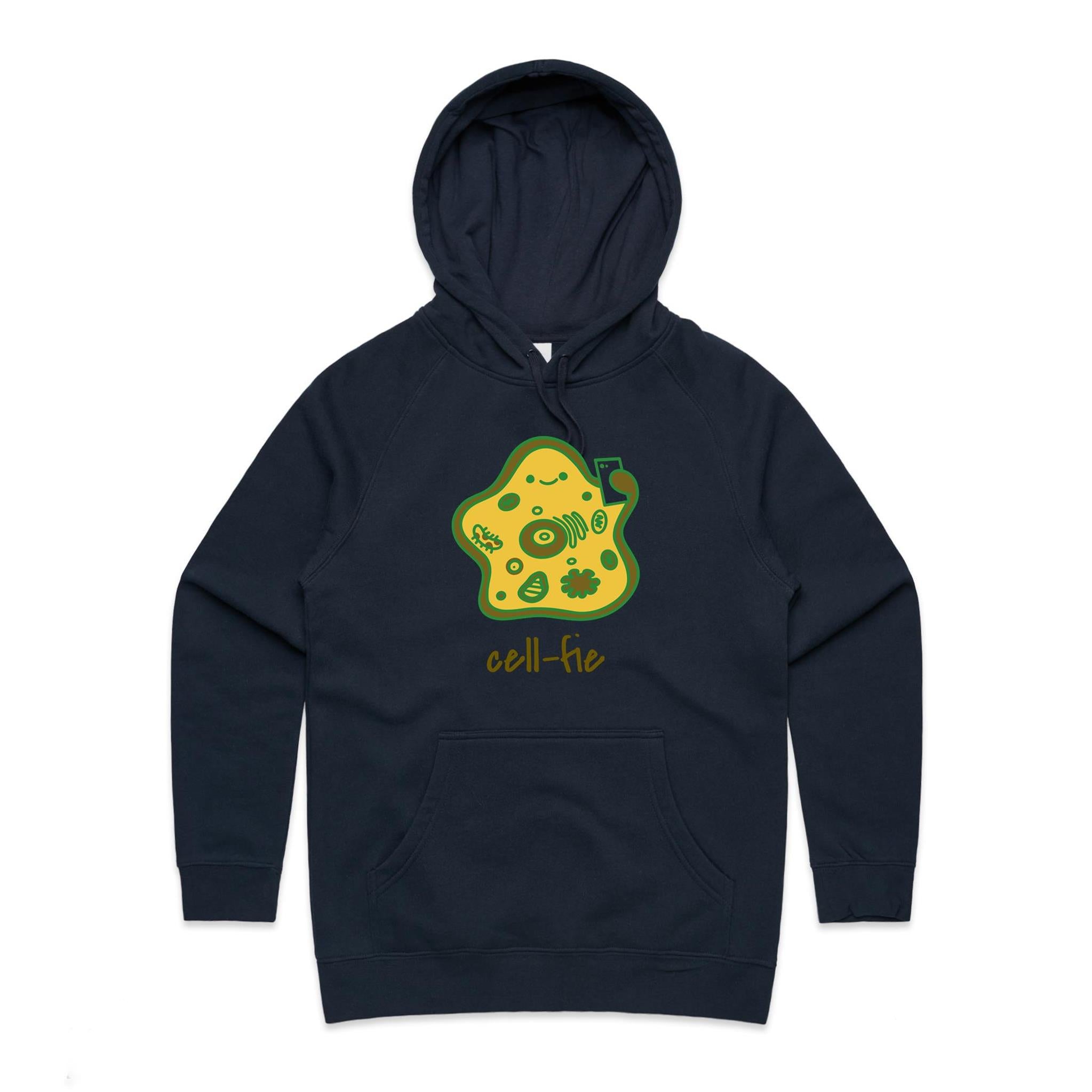Cell-fie - Womens Hoodie Navy Womens Hoodie Printed In Australia Science Tech