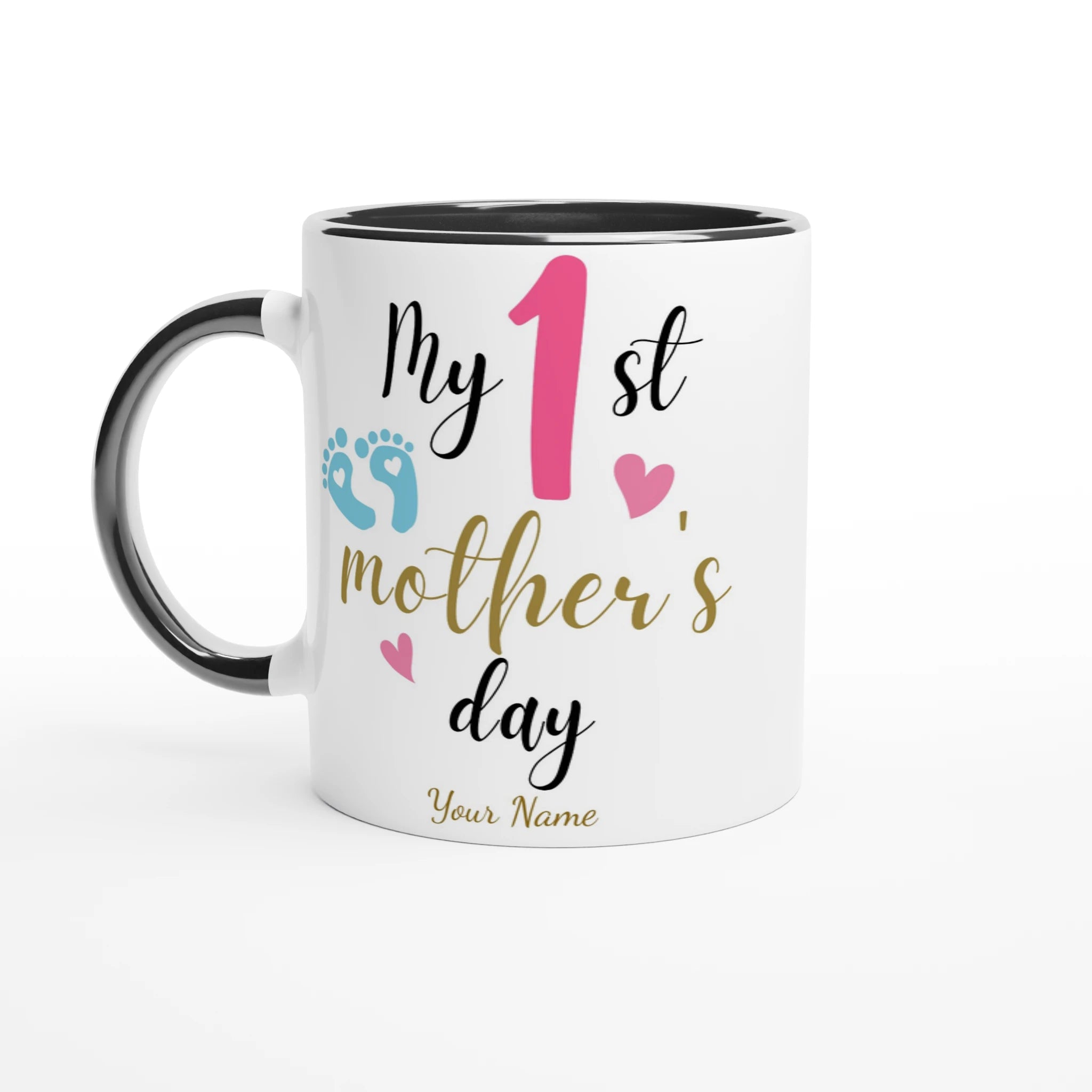 Personalised - My First Mother's Day - 11oz Ceramic Mug Ceramic Black Personalised 11oz Mug customise Globally Fulfilled Mum personalise