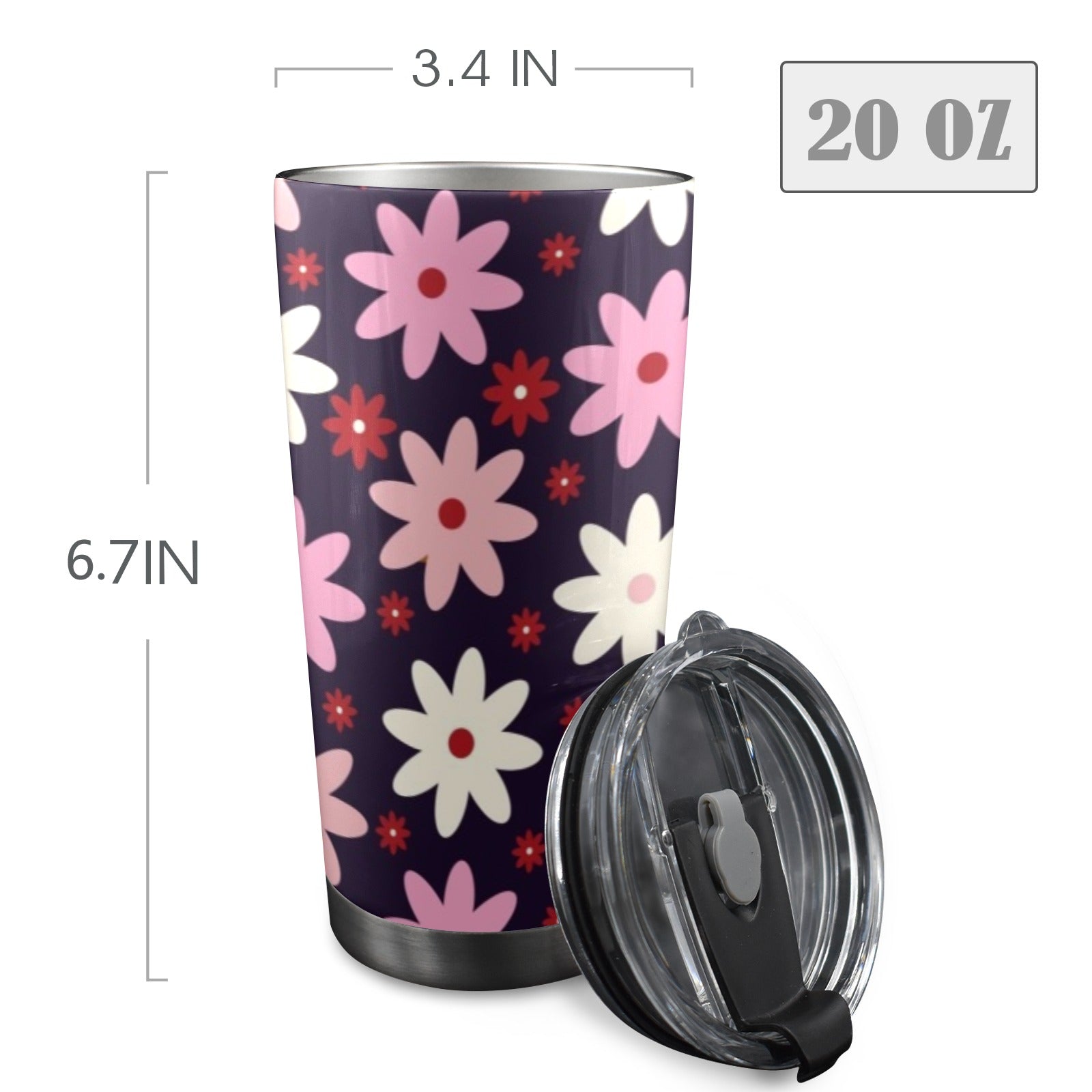 Pink Daisy - 20oz Mobile Tumbler with Lid (Black Lock)