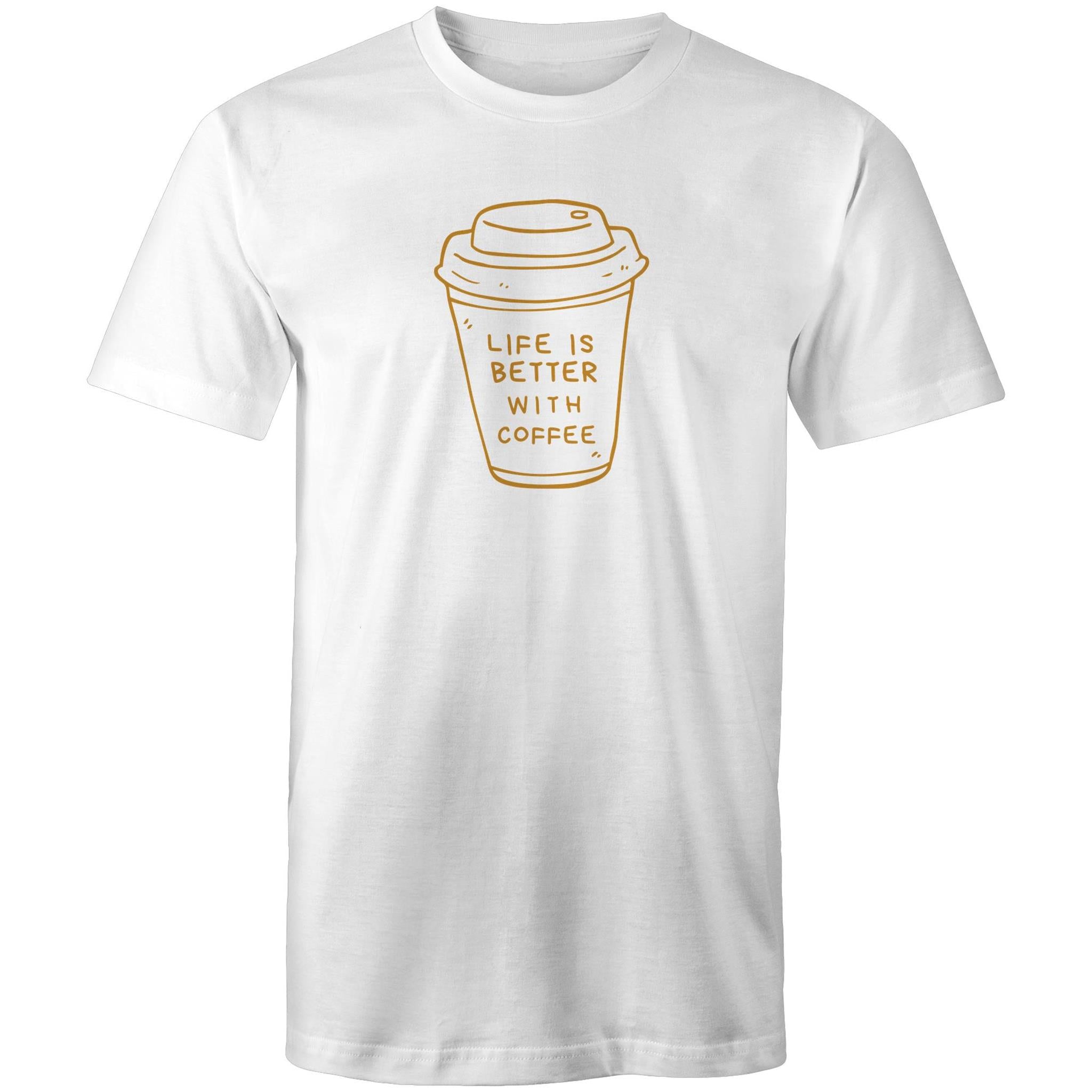 Life Is Better With Coffee - Mens T-Shirt White Mens T-shirt Coffee Printed In Australia