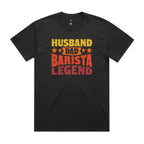Husband, Dad, Barista, Legend AS Colour Heavy Faded Tee Unisex Faded coal Heavy Faded T-shirt Coffee Dad Printed In Australia