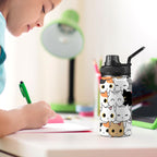 Cute Cartoon Cats - Kids Water Bottle with Chug Lid (12 oz) Kids Water Bottle with Chug Lid animal Printed Offshore