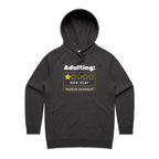 Adulting, One Star, Would Not Recommend - Womens Hoodie Coal Womens Hoodie Printed In Australia