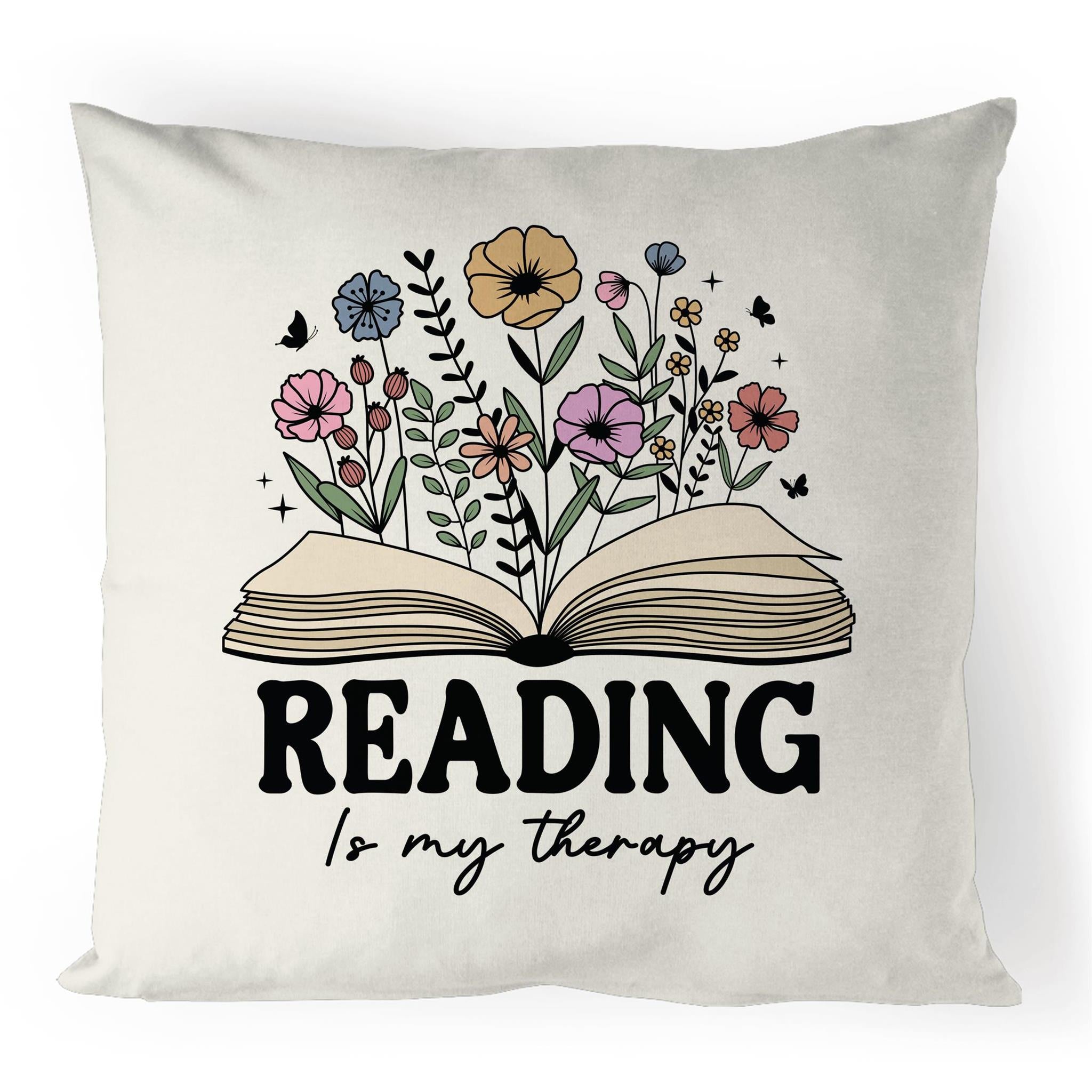 Reading Is My Therapy - 100% Linen Cushion Cover Default Title Linen Cushion Covers Printed In Australia Reading