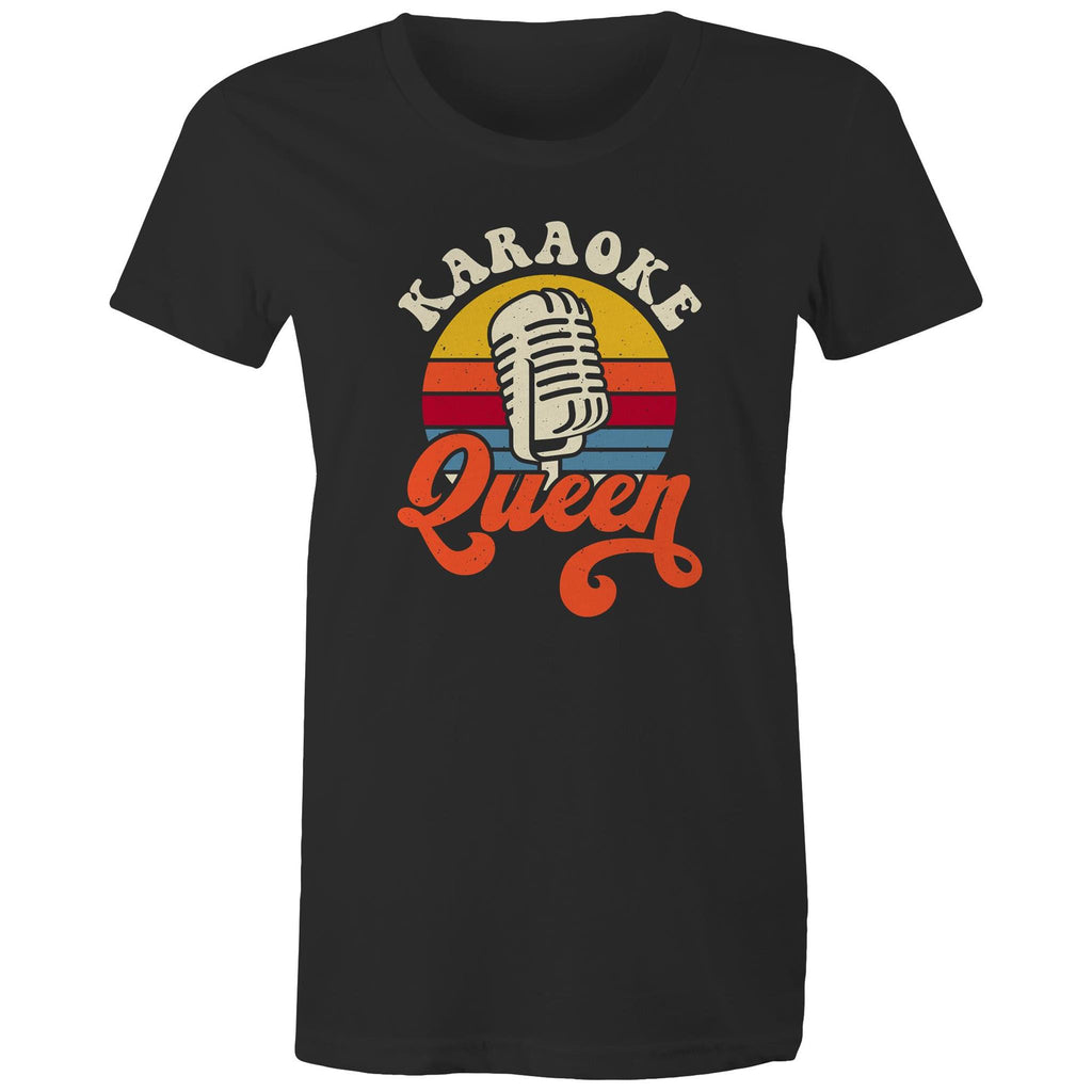 Karaoke Queen - Womens T-shirt Black Womens T-shirt Music Printed In Australia