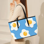 Fried Eggs - Leather Tote Bag-Large