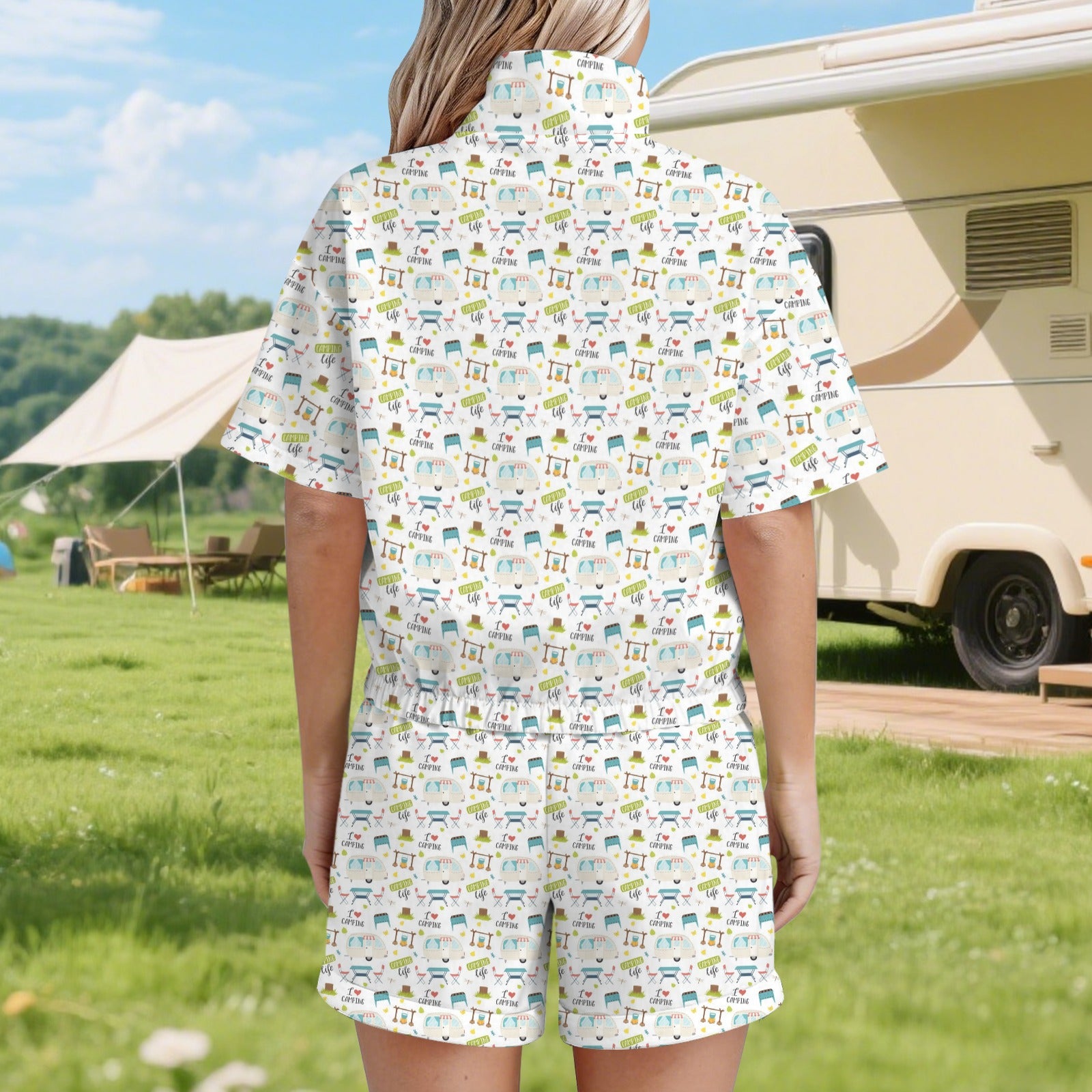 Camping Life Women's Windbreaker Short Set Women's Windbreaker Short Set Printed Offshore