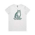 Cat, Did Somebody Say Snack? Women's AS Colour T-shirt White Womens T-shirt animal Food Printed In Australia