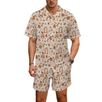 Peace And Love Men's Hawaiian Shirt & Shorts Set Men's Hawaiian Shirt & Shorts Set Printed Offshore Retro