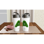 Personalised - Grass Initial - White 15oz Stainless Steel Travel Mug Personalised Travel Mug Customise Globally Fulfilled Initial Name Personalise