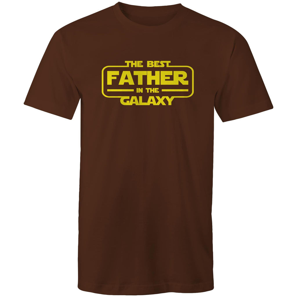 The Best Father In The Galaxy - Mens T-Shirt Dark Chocolate Mens T-shirt Dad Printed In Australia
