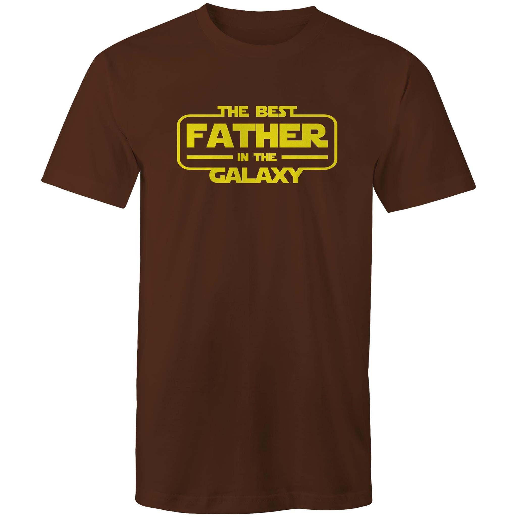 The Best Father In The Galaxy - Mens T-Shirt Dark Chocolate Mens T-shirt Dad Printed In Australia