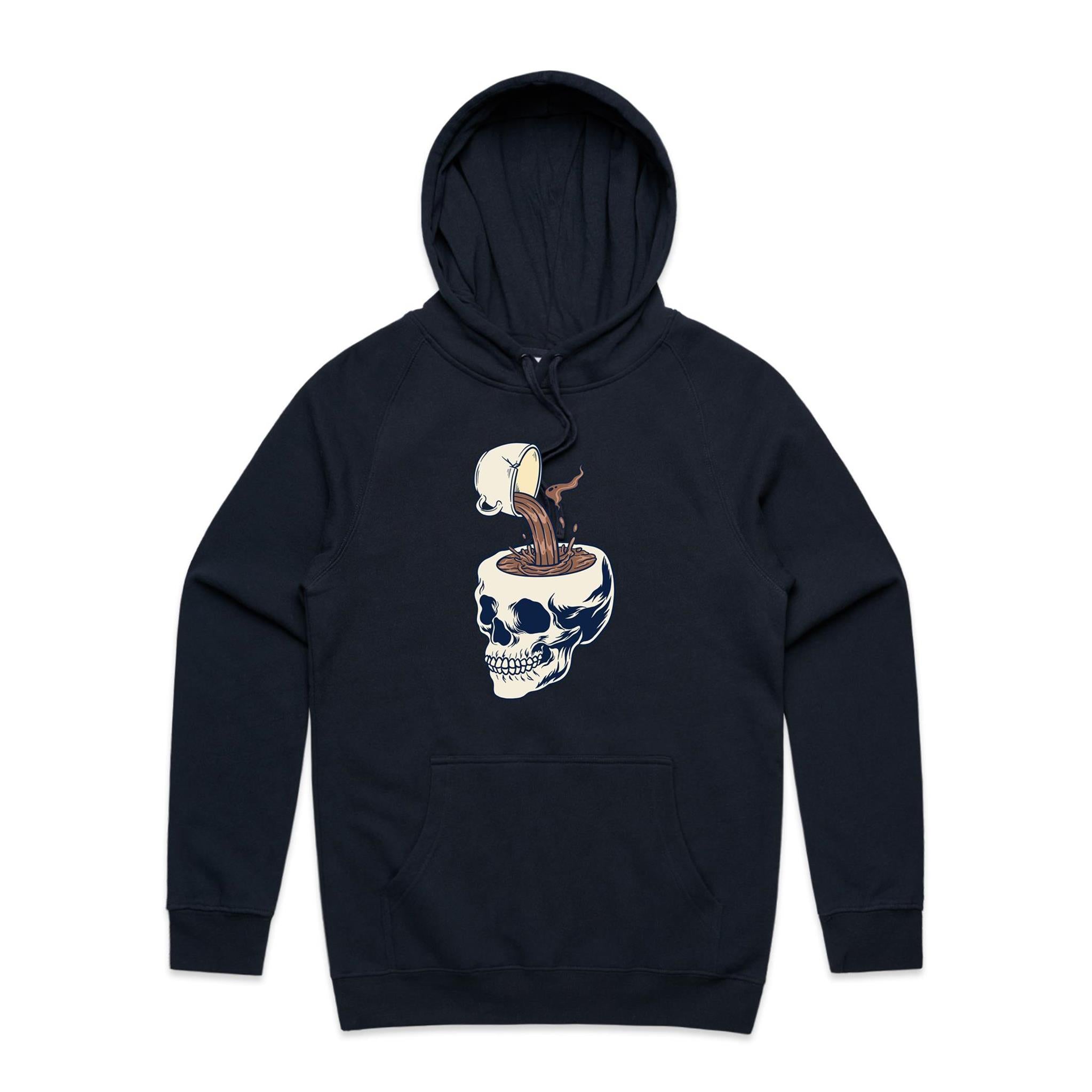 Coffee Skull - Mens Hoodie Navy Mens Hoodie Coffee Printed In Australia