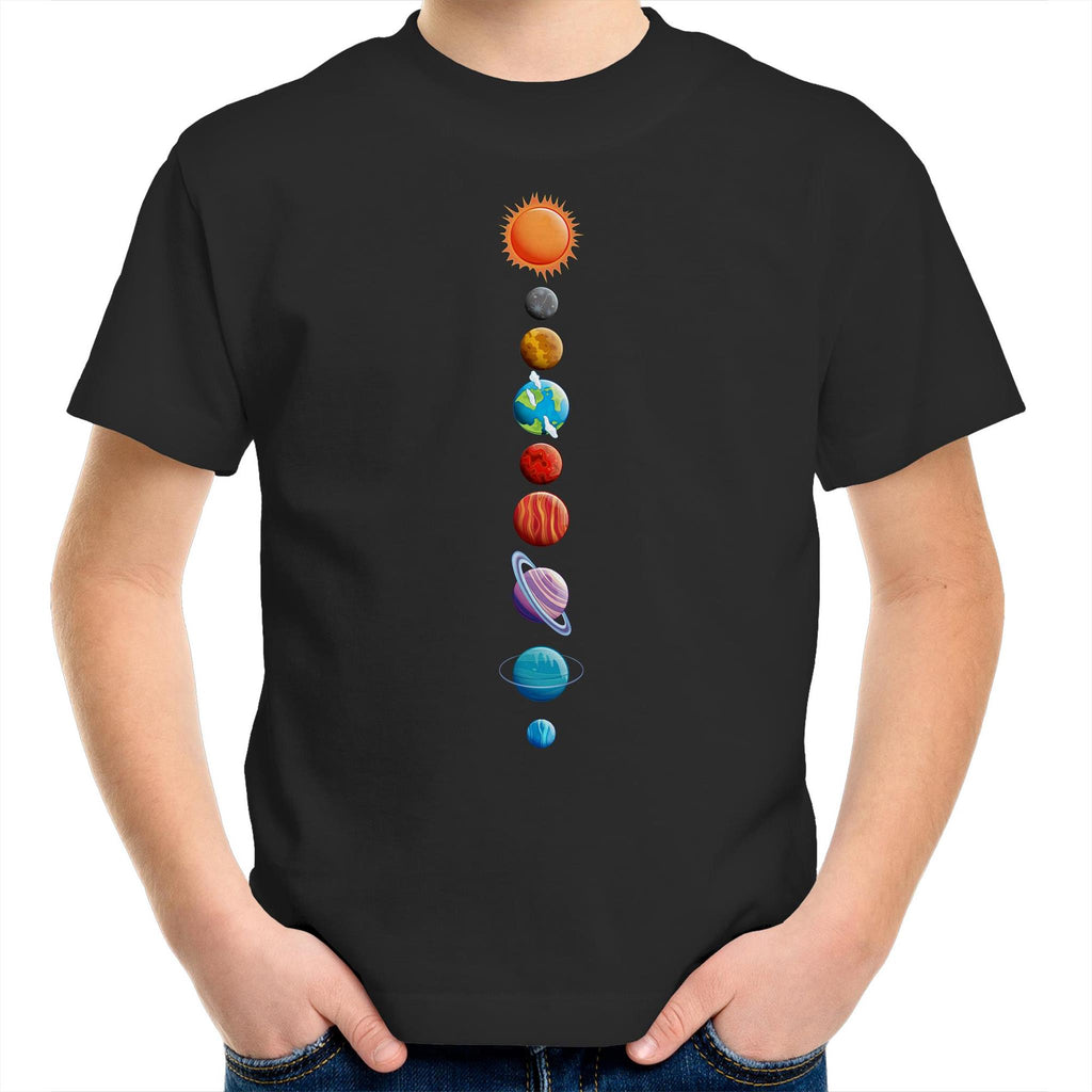 Our Solar System - Kids Youth T-Shirt Black Kids Youth T-shirt Printed In Australia Space