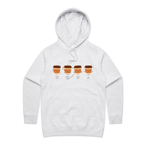 All The Coffee - Womens Hoodie White Marle Womens Hoodie Coffee Printed In Australia