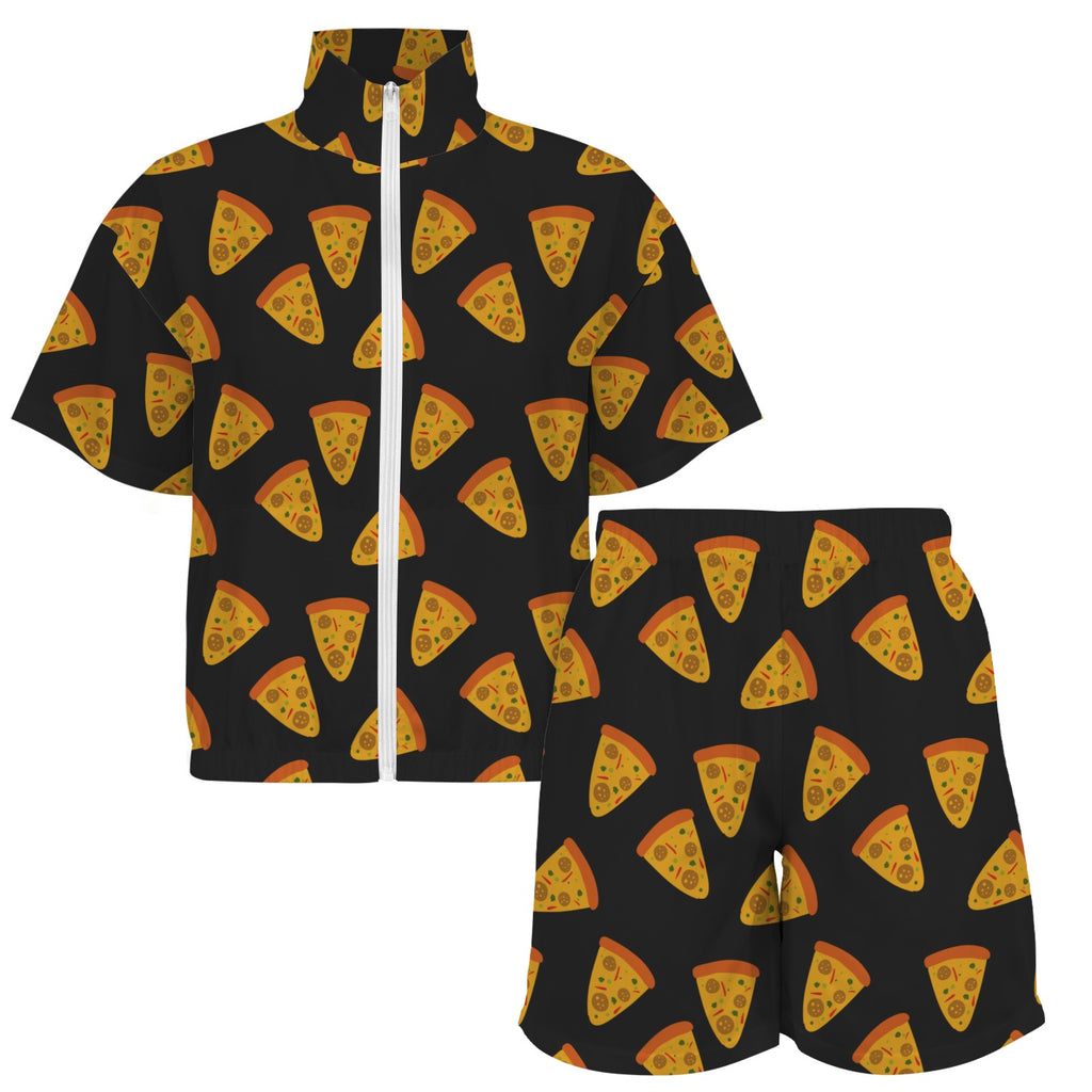 Pizzas Women's Windbreaker Short Set Women's Windbreaker Short Set Food Printed Offshore