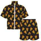 Pizzas Women's Windbreaker Short Set Women's Windbreaker Short Set Food Printed Offshore