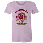 Retro TV, Technical Difficulties - Womens T-shirt Lavender Womens T-shirt Printed In Australia Retro Tech