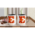 Personalised - Marquee Lights Initial - White 11oz Ceramic Mug with Color Inside Personalised 11oz Mug Customise Globally Fulfilled Personalise