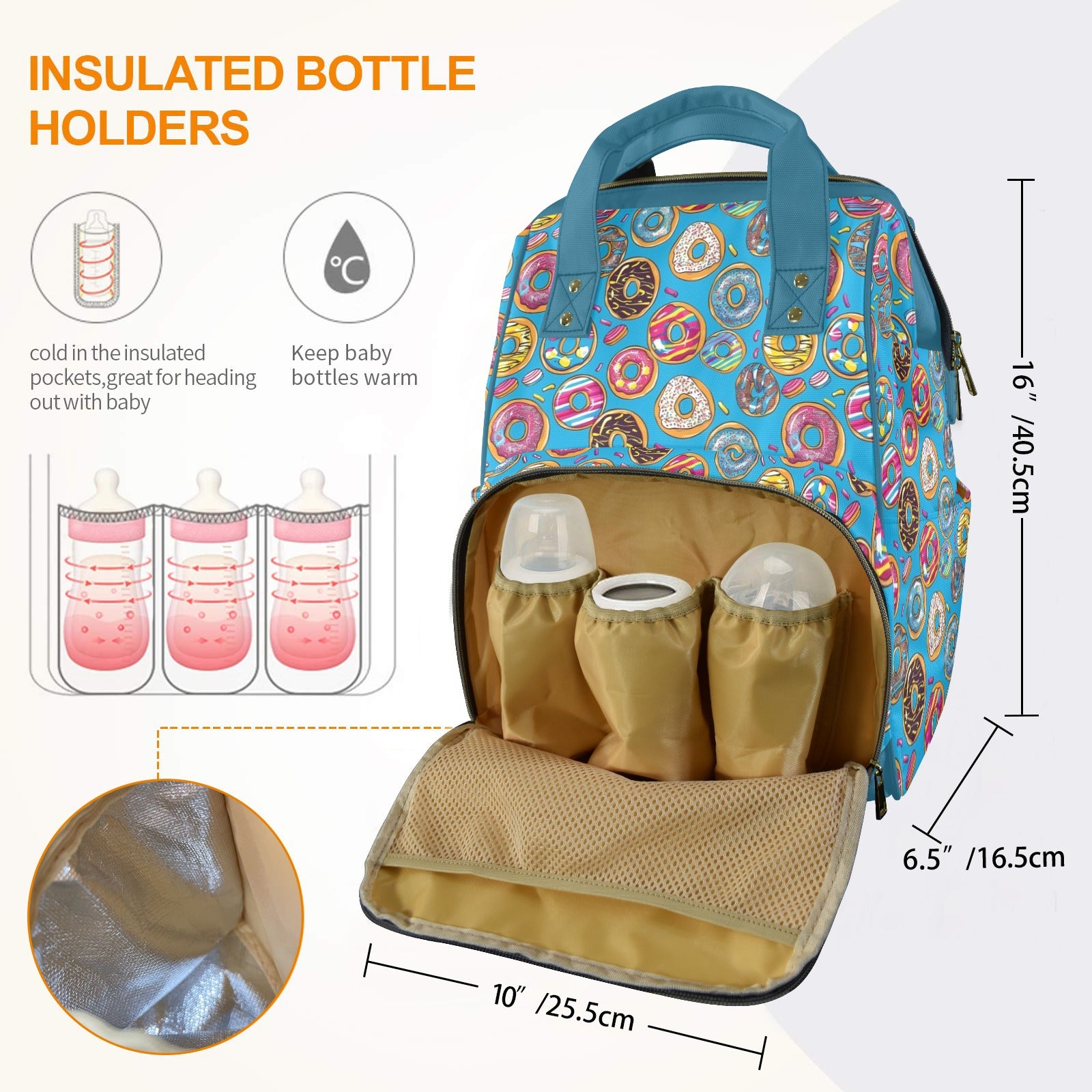 Doughnuts On Blue Multi-Function Backpack, Nappy / Diaper Bag Multi-function Backpack, Nappy / Diaper Bag Food Printed Offshore