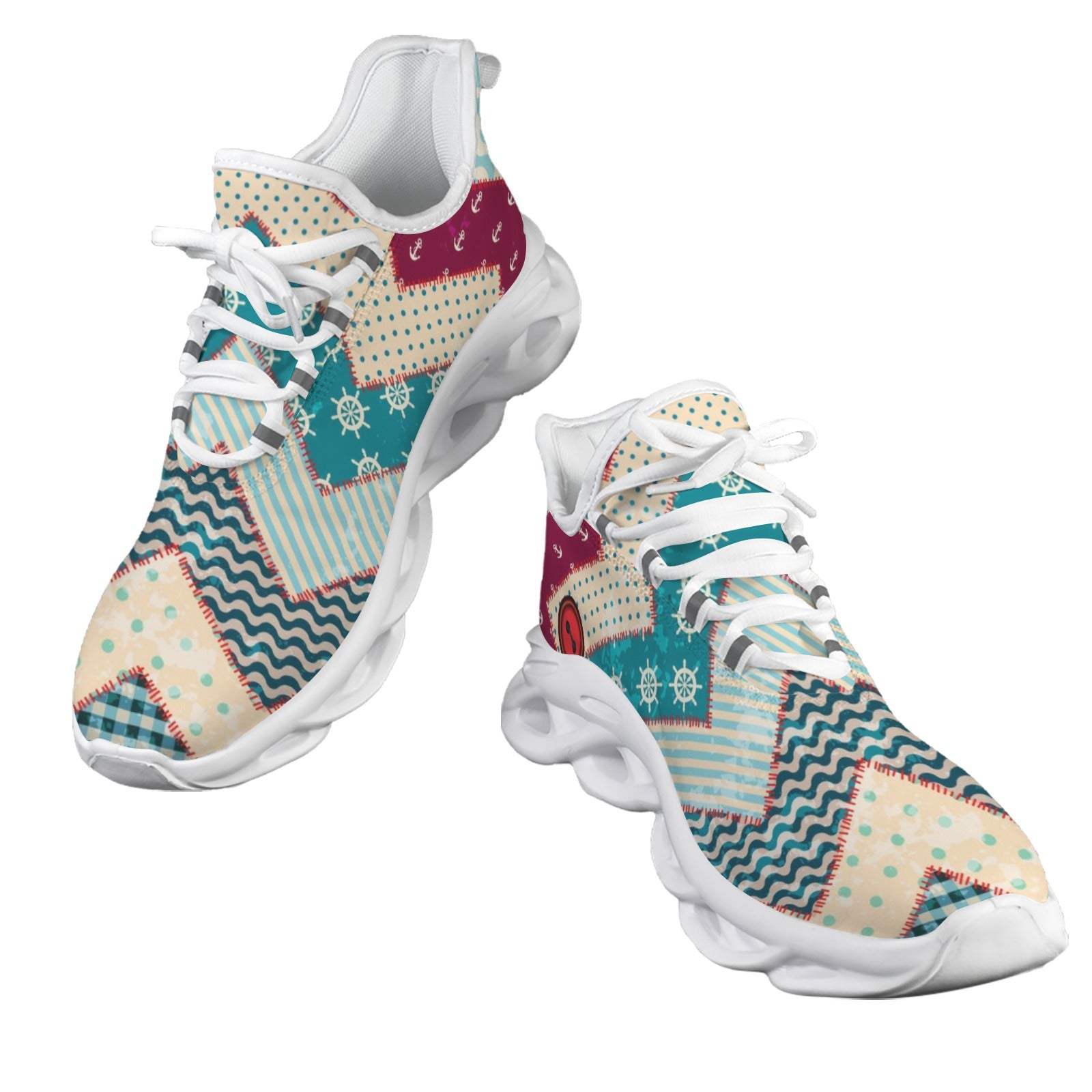 Nautical Patchwork Women's Twisted Sole Sneakers