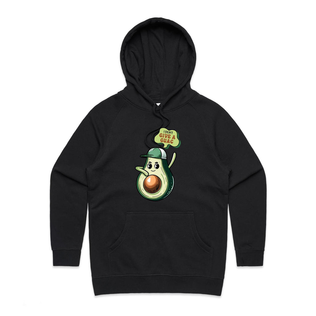 Avocado, I Don't Give A Guac - Womens Hoodie Black Womens Hoodie Food Printed In Australia