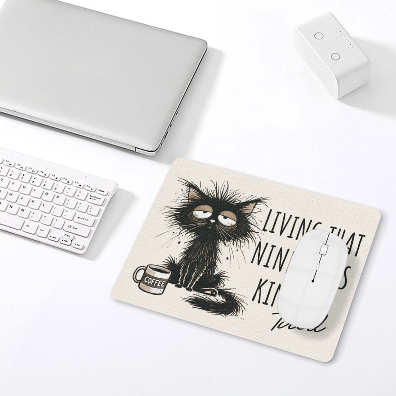 Living That Nine Lives Kind Of Tired, Cat Leather Mouse Pad Leather Mouse Pad animal Printed Offshore