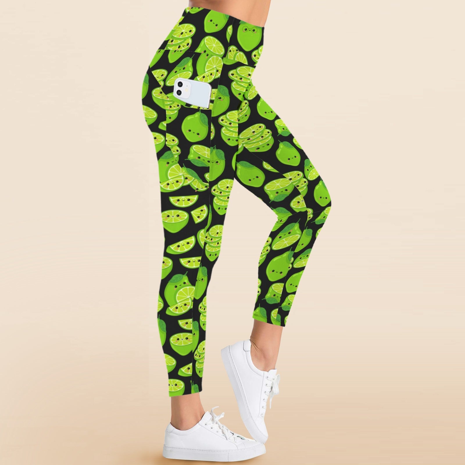 Cute Limes - Women's High Waist Pockets Yoga Leggings