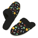 Busy Space Men's Fur Trim Thick-Sole Indoor Slippers 2XL Men's Fur Trimmed Slippers Printed Offshore Space