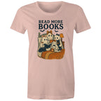 Read More Books, Halloween Ghosts - Womens T-shirt Pale Pink Womens T-shirt Halloween Printed In Australia Reading
