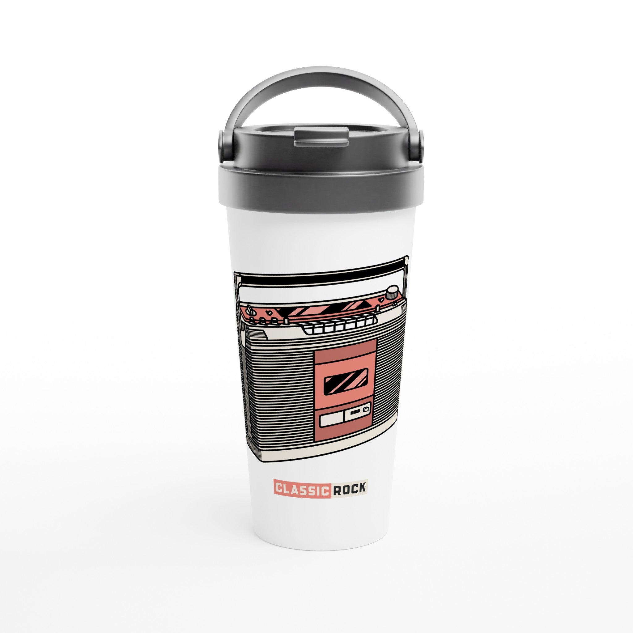 Classic Rock - White 15oz Stainless Steel Travel Mug Default Title Travel Mug Globally Fulfilled Music Retro