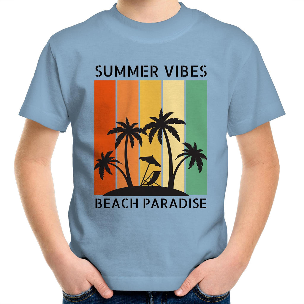Summer Vibes - Kids Youth T-Shirt Carolina Blue Kids Youth T-shirt Printed In Australia Summer Surf