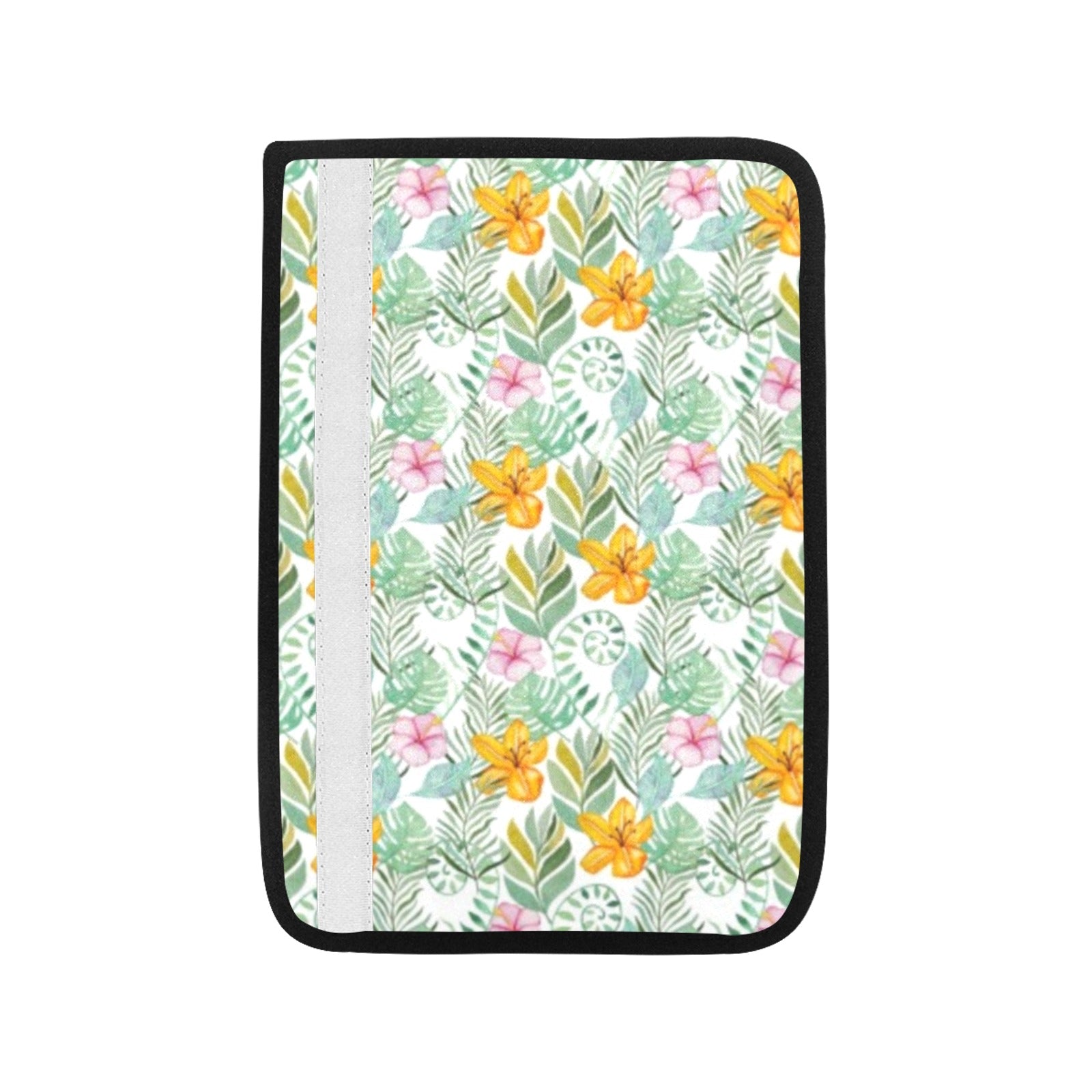 Tropical Flowers And Leaves Car Seat Belt Cover 7''x10'' (Pack of 2) Car Seat Belt Cover 7x10 (Pack of 2) Plants Printed Offshore