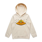 Alien Pizza - Kids Hoodie Ecru Kids Hoodie Printed In Australia