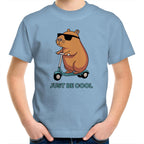 Just Be Cool, Capybara - Kids Youth T-Shirt Carolina Blue Kids Youth T-shirt animal Printed In Australia