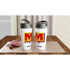 Personalised - Super Hero Initial - White 15oz Stainless Steel Travel Mug Personalised Travel Mug Customise Globally Fulfilled Initial Name Personalise