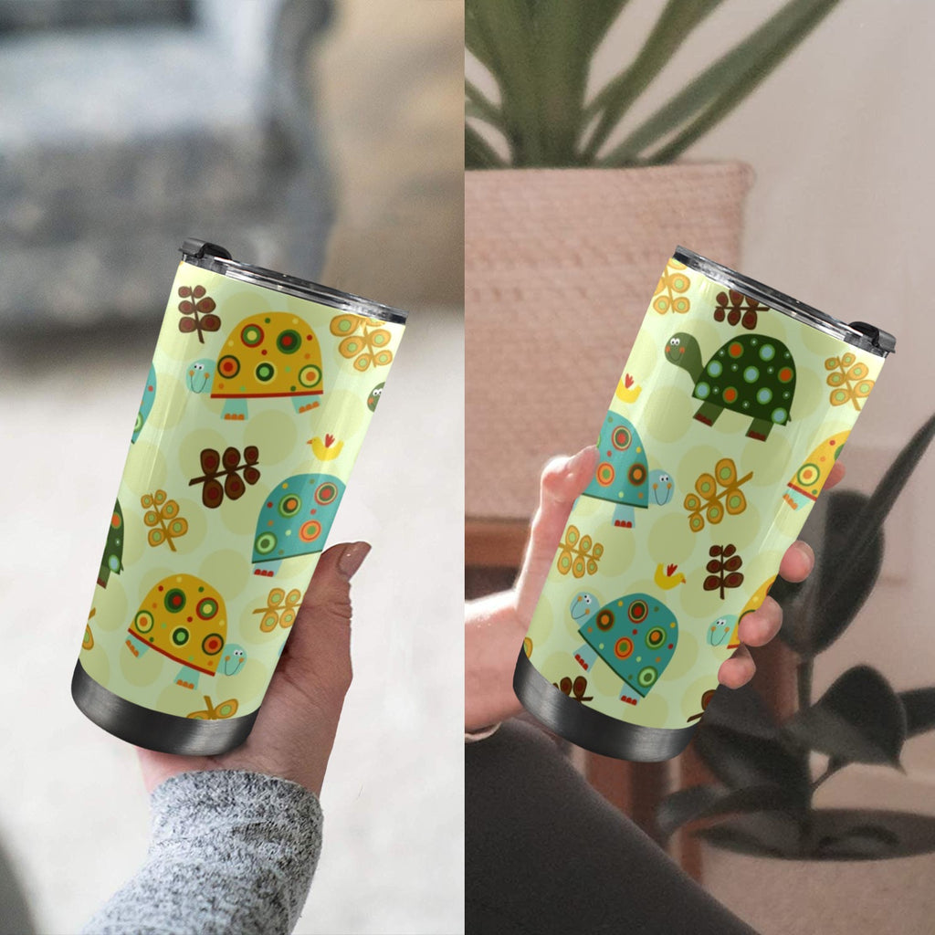 Retro Turtles - 20oz Mobile Tumbler with Lid (Black Lock) 20oz Travel Mug Ocean Printed Offshore