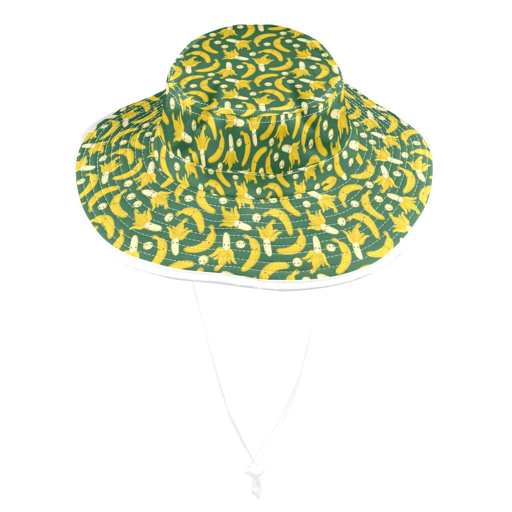 Happy Bananas Wide Brim Bucket Hat Wide Brim Bucket Hat Food Printed Offshore