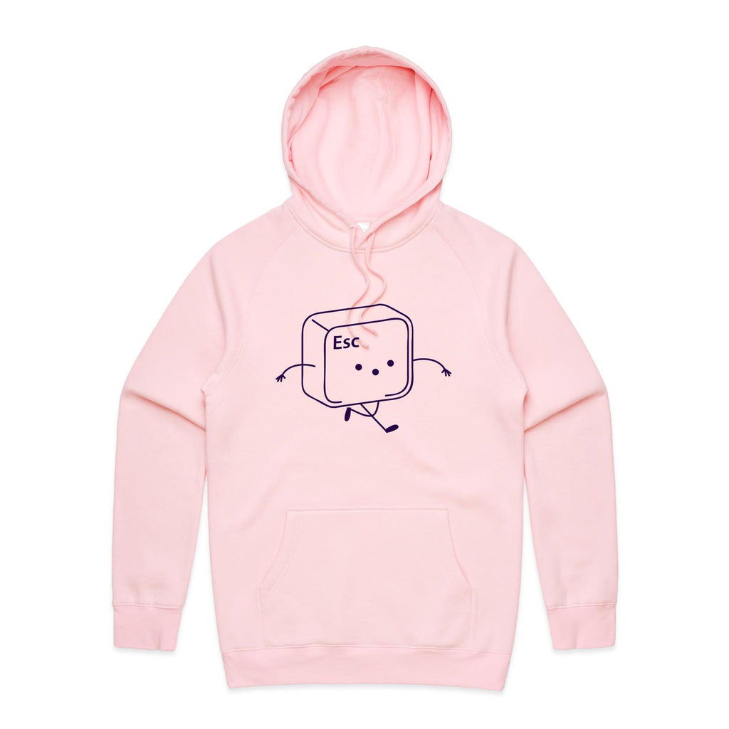 Escape Key - Mens Hoodie Pink Mens Hoodie Printed In Australia Tech